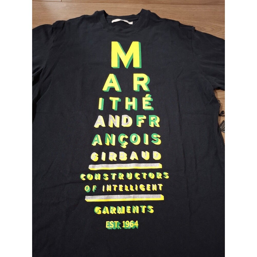 Vintage Y2K Marithe + Francois Girbaud Logo Print T-shirt Men's Large Black Neon - Picture 2 of 8